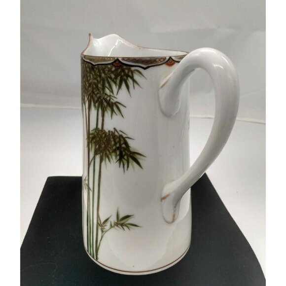 Asian Hand Painted Ceramic Pitcher - Bamboo Trees 6.5" Tall - Marked - Picture 2 of 10
